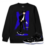 Match Jordan 11 Space Jam | Space Jam 11 Moonwalk | Black Crewneck Sweatshirt