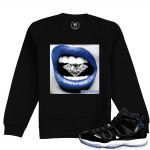 Match Jordan 11 Space Jam | Diamond Lips | Black Crewneck Sweatshirt