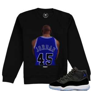 Match Jordan 11 Space Jam | Back in the 45 | Black Crewneck Sweatshirt