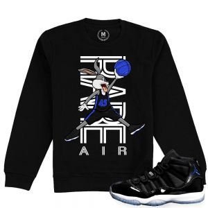 Match Jordan 11 Space Jam | Rare Air Rabbit | Black Crewneck Sweatshirt