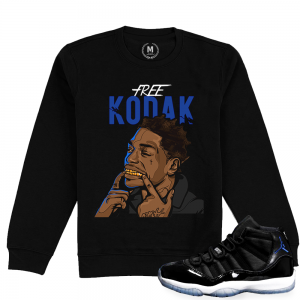 Match Jordan 11 Space Jam | Free Kodak | Black Crewneck Sweatshirt