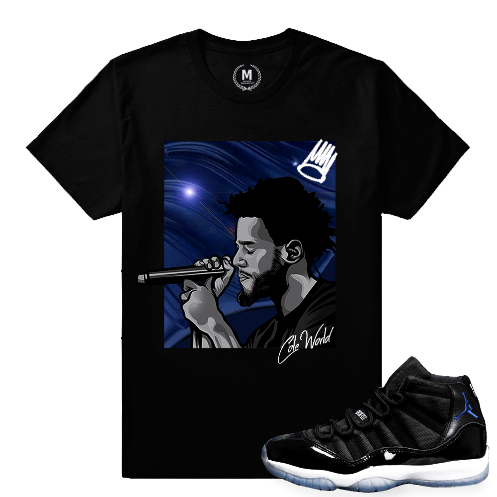 Match Jordan 11 Space Jam | Cole World | Black T shirt