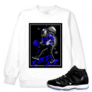 Match Jordan 11 Space Jam | Rare Air Space Jam 11s | White Crewneck Sweatshirt