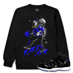 Match Jordan 11 Space Jam | Rare Air Space Jam 11s | Black Crewneck Sweatshirt