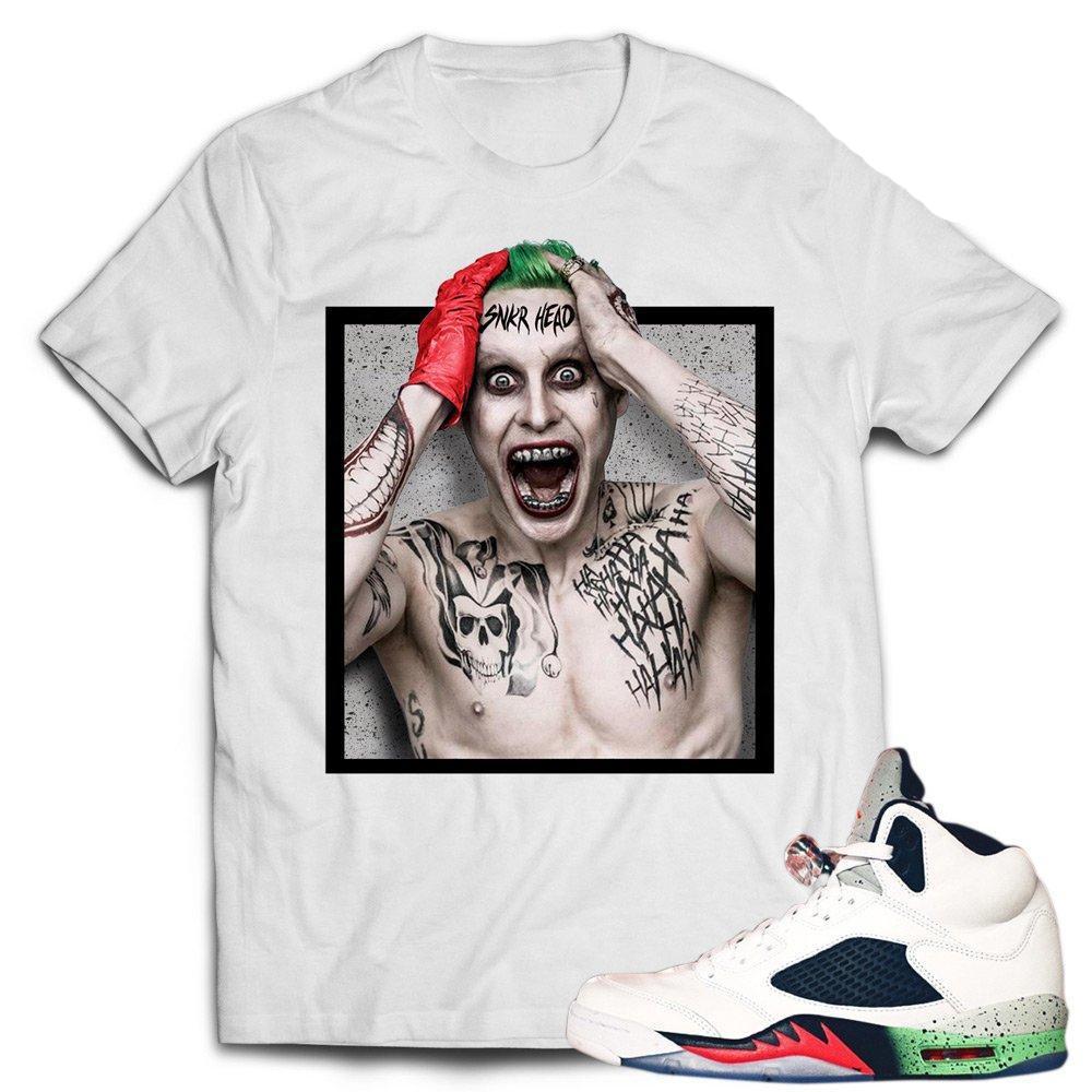 Jordan 5 Poison Green shirts to match 'Sneaker Head Joker' White Sneaker Tees shirt