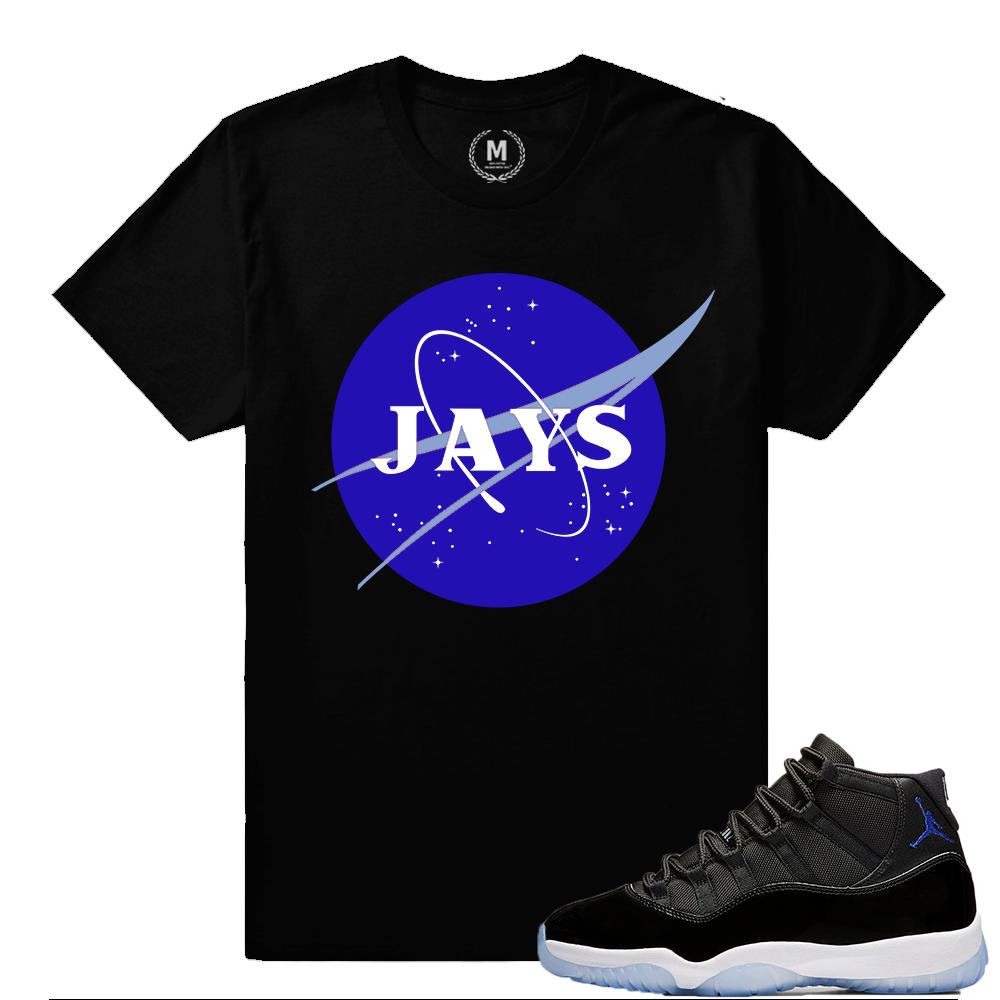 Match Jordan 11 Space Jam | Jays Space Program | Black T shirt