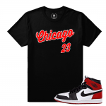 Match Jordan 1 Black Toe | Chicago 23 | Black T shirt