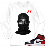 Match Jordan 1 Black Toe | Ski Mask MJ | White Long Sleeve Shirt