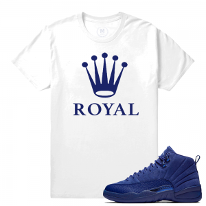 Match Jordan 12 Blue Suede | Royal | White T shirt