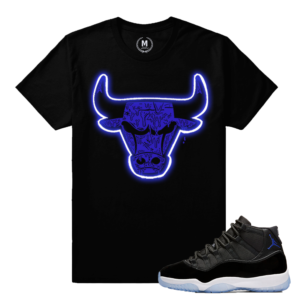 Match Jordan 11 Space Jam | Bull Drip | Black T shirt