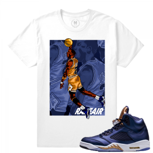 Air Jordan 5 Bronze Match Sneaker Tee | Rare Air in the 5s | White T shirt