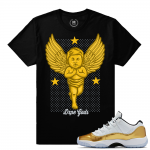 Match Jordan 11 Low Gold Closing Ceremony | Praying Angel | Black T shirt