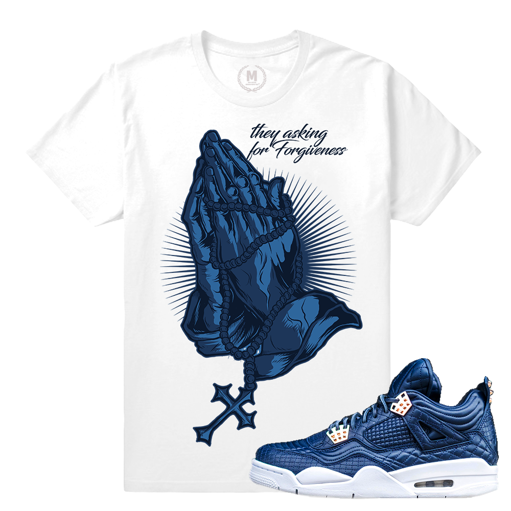 Air Jordan 4 Obsidian Match Sneaker Tee | Forgiveness | White T shirt