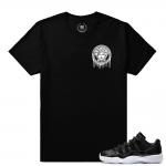 Match Air Jordan 11 Barons | Medusa Drip Pocket Logo | Black T shirt