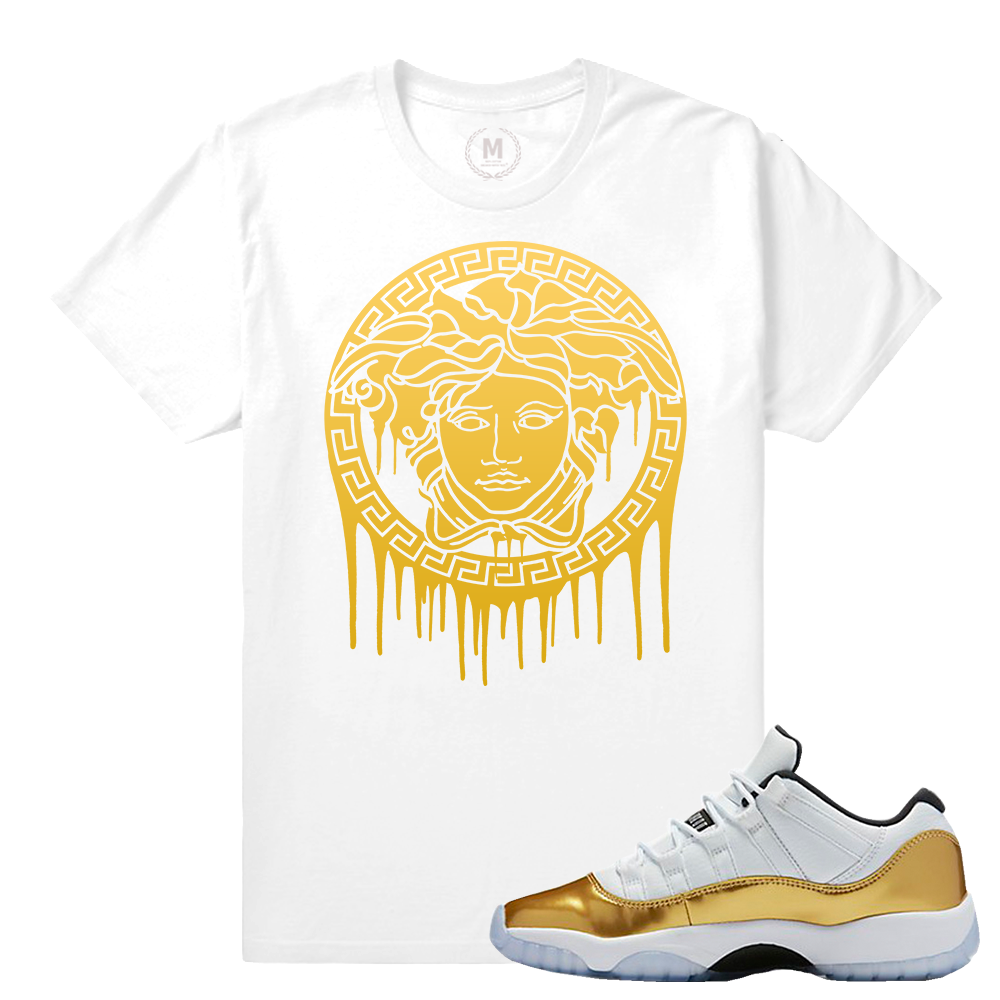 Match Jordan 11 Low Gold Closing Ceremony | Medusa Drip | White T shirt