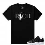 Match Air Jordan 11 Barons | Country Club Rich | Black T shirt