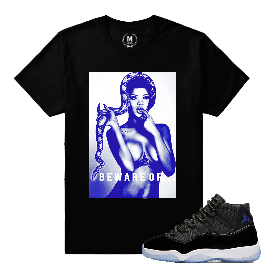 Match Jordan 11 Space Jam | Beware of Snakes | Black T shirt