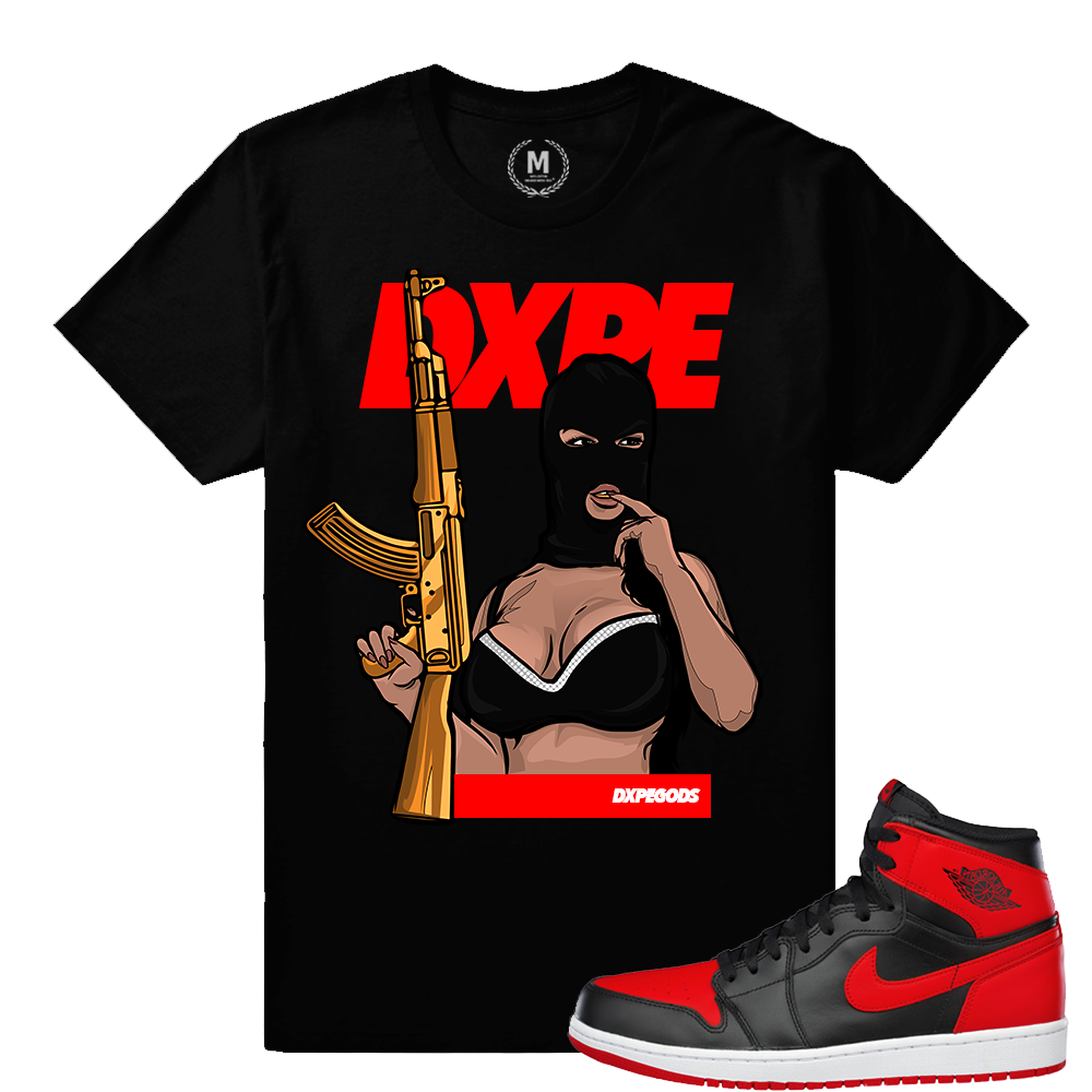 Match Banned 1s Jordan Retro | Trap Queen | Black T shirt