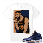 Air Jordan 5 Bronze Match Sneaker Tee | 6 God | White T shirt