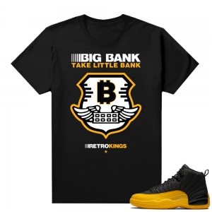 Black Gold Jordan 12 shirts - Black - Big Bank Logo