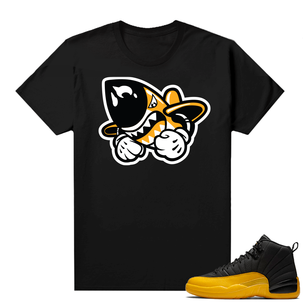 Gold Black Jordan 12 shirts - Black - Bruiser Logo