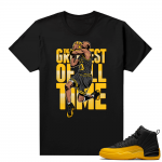 Air Jordan University Gold 12s shirts - Black - Greatest of All Time V3