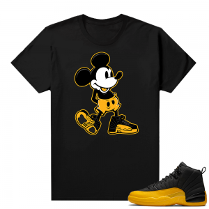 Jordan 12 University Gold Sneaker shirt - Black - Sneakerhead Mickey