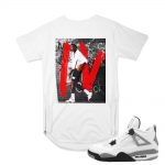 Match Air Jordan 4 Cement White | 'Jay Walking' | White Scoop T-shirt