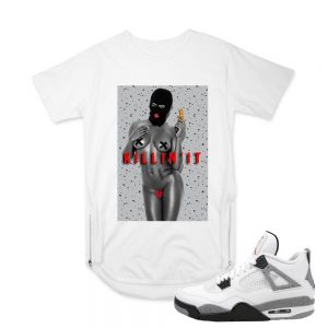 Match Air Jordan 4 Cement White | 'Killin It' | White T shirt