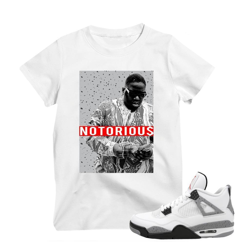 Match Air Jordan 4 Cement | 'Notorious' | White T shirt