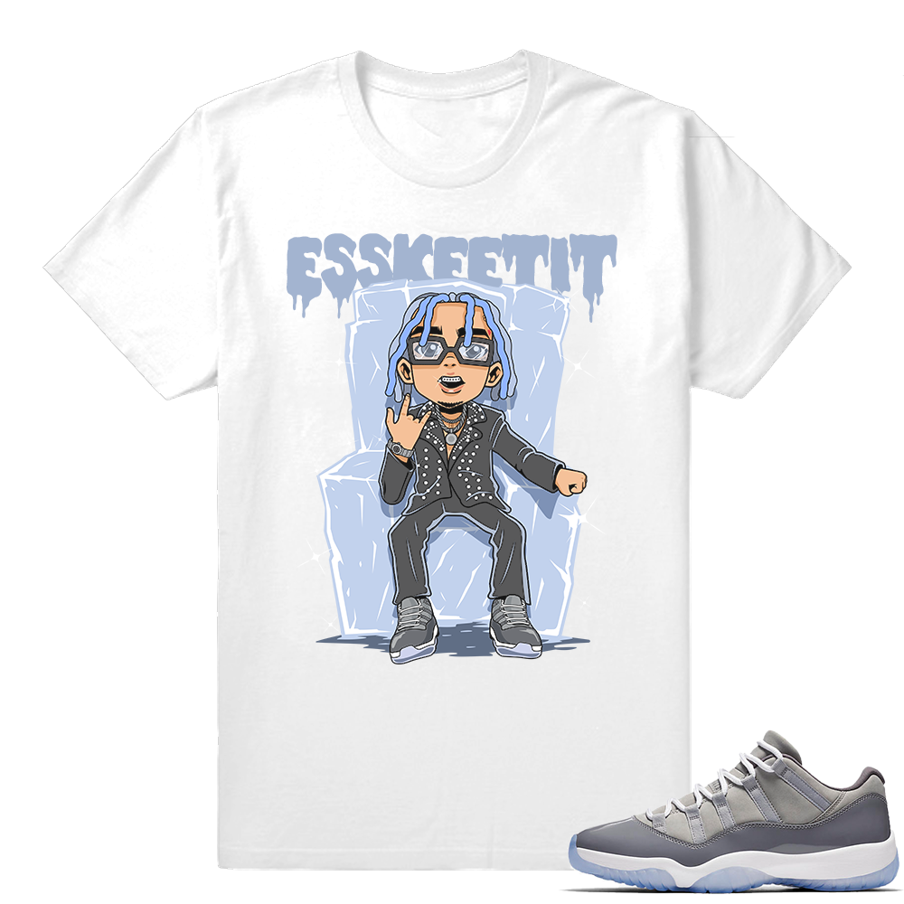 lil pump esketit shirt  Cool Grey 11 low  White tee