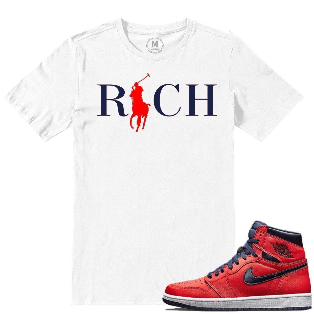 Match Jordan 1 Letterman | Country Club Rich | White T shirt