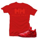 Jordan 11lab4 Red shirts to match 'Hella Heat' White Sneaker Tees shirt