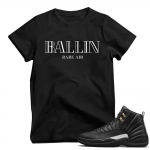 Match Air Jordan 12 The Master | 'Ballin' | Black T shirt