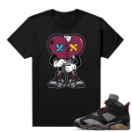 Bordeaux 6s Jordan Sneaker Tees Shirts Black Broken Heart