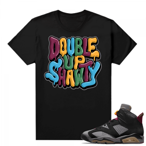 Bordeaux 6s Jordan Sneaker Tees Shirts Black Bubble Drip Double Up