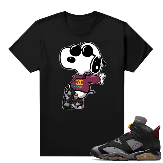 Bordeaux 6s Jordan Sneaker Tees Shirts Black Fly Snoopy