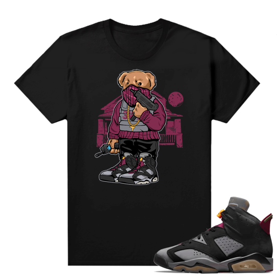 Bordeaux 6s Jordan Sneaker Tees Shirts Black Trap Bear