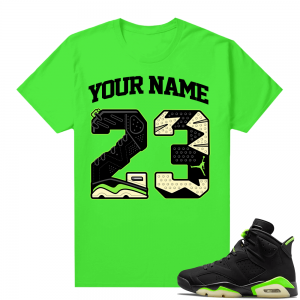 Custom T shirts Bright Green Electric Green 6s 23 Sole