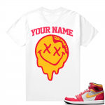 Custom T shirts Fusion Red 1s Smiley Slime