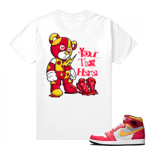 Custom T shirts White Light Fusion Red 1s Fake Love Bear