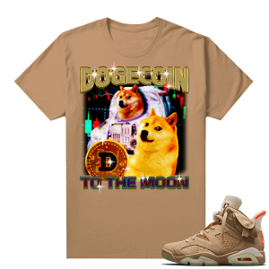 Dogecoin To the Moon shirt Tan Match Travis Scott 6s British Khaki