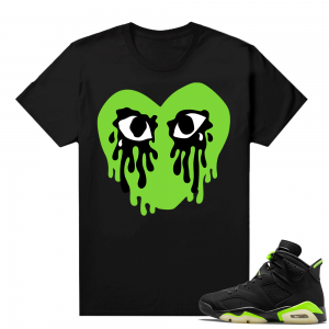 Electric Green 6s matching shirt black Crying Heart