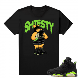 Electric Green 6s matching shirt black Pooh Shiesty