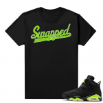 Electric Green 6s matching shirt black Swapped Baseball Script