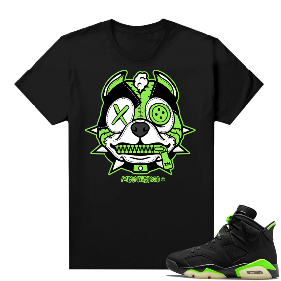 Electric Green 6s sneaker tees shirts Black Pitbull