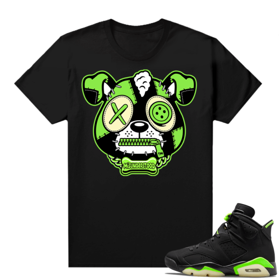 Electric Green 6s sneaker tees shirts Black Puppy