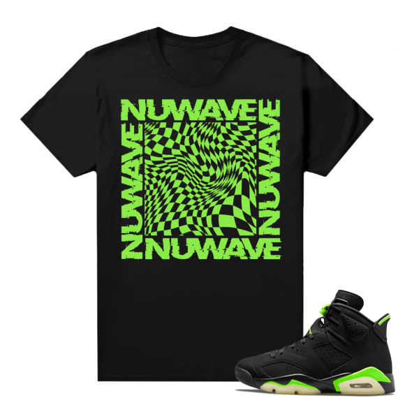 Electric Green 6s sneaker tees shirts Black Nuwave Checkered Warp