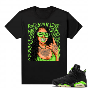 Electric Green 6s sneaker tees shirts Black Rockstar Mood