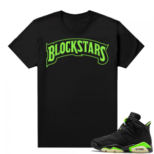 Electric Green 6s sneaker tees shirts black Blockstars